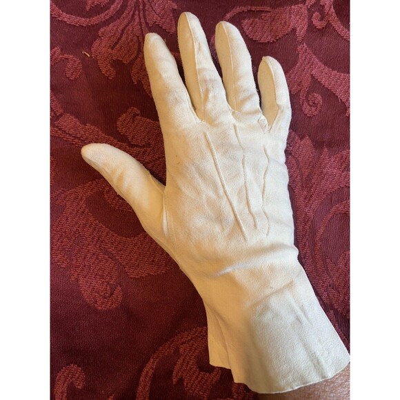 Suede Leather Gloves Vintage Ivory Cream Size Small Made in England - Picture 3 of 9